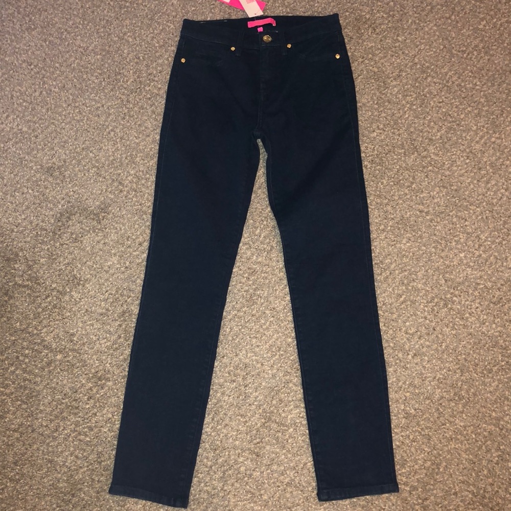 Lilly Pulitzer high-rise skinny jeans. 2/ 29”
